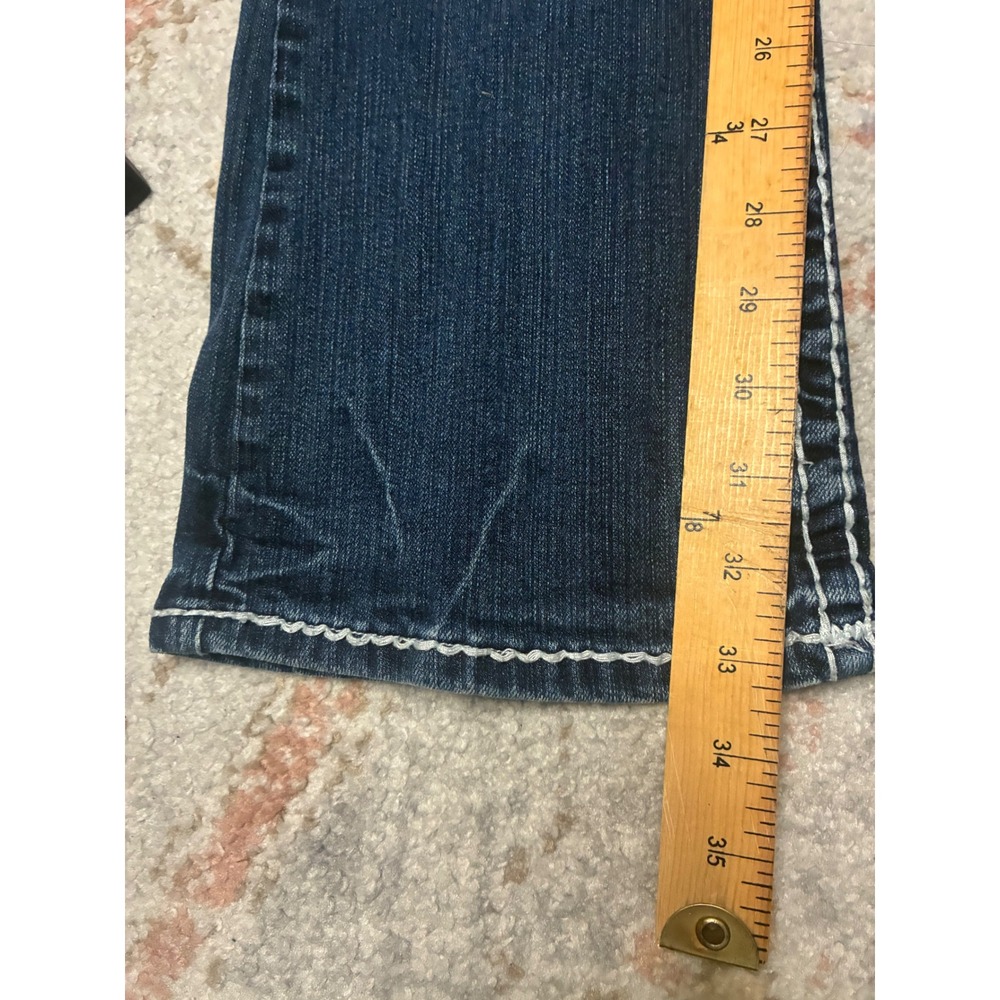 L.A. Idol USA Heavy Stitch Flare Jeans Low Rise Dark Wash Y2K Western Size 5 - Picture 5 of 8